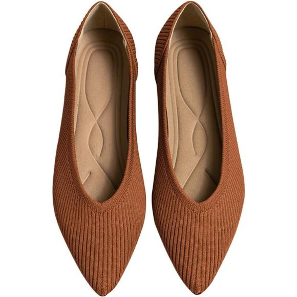 Women's Flats Shoes Pointed Toe Knit Ballet Comfortable Dressy Slip On Flat